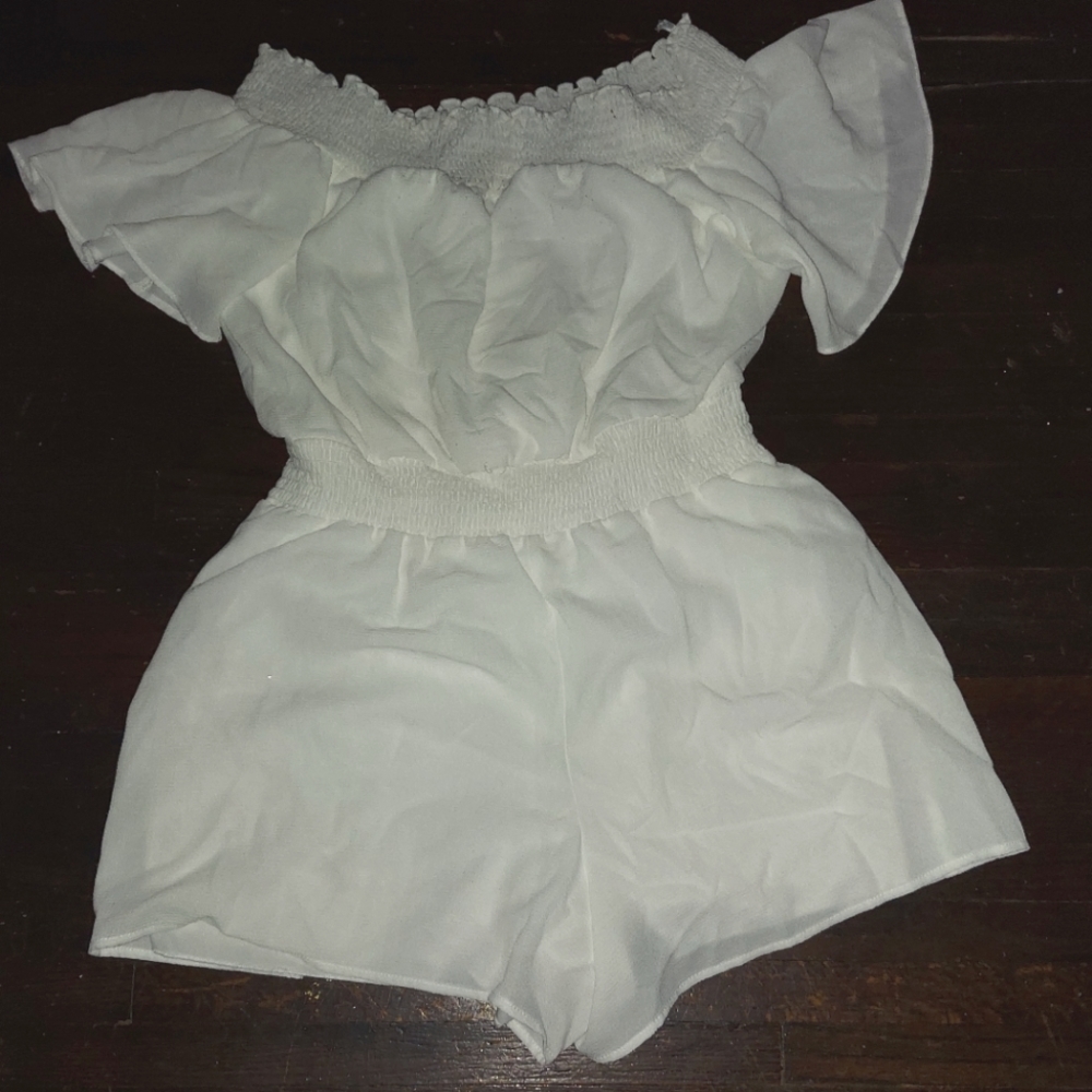 White off the shoulder Romper